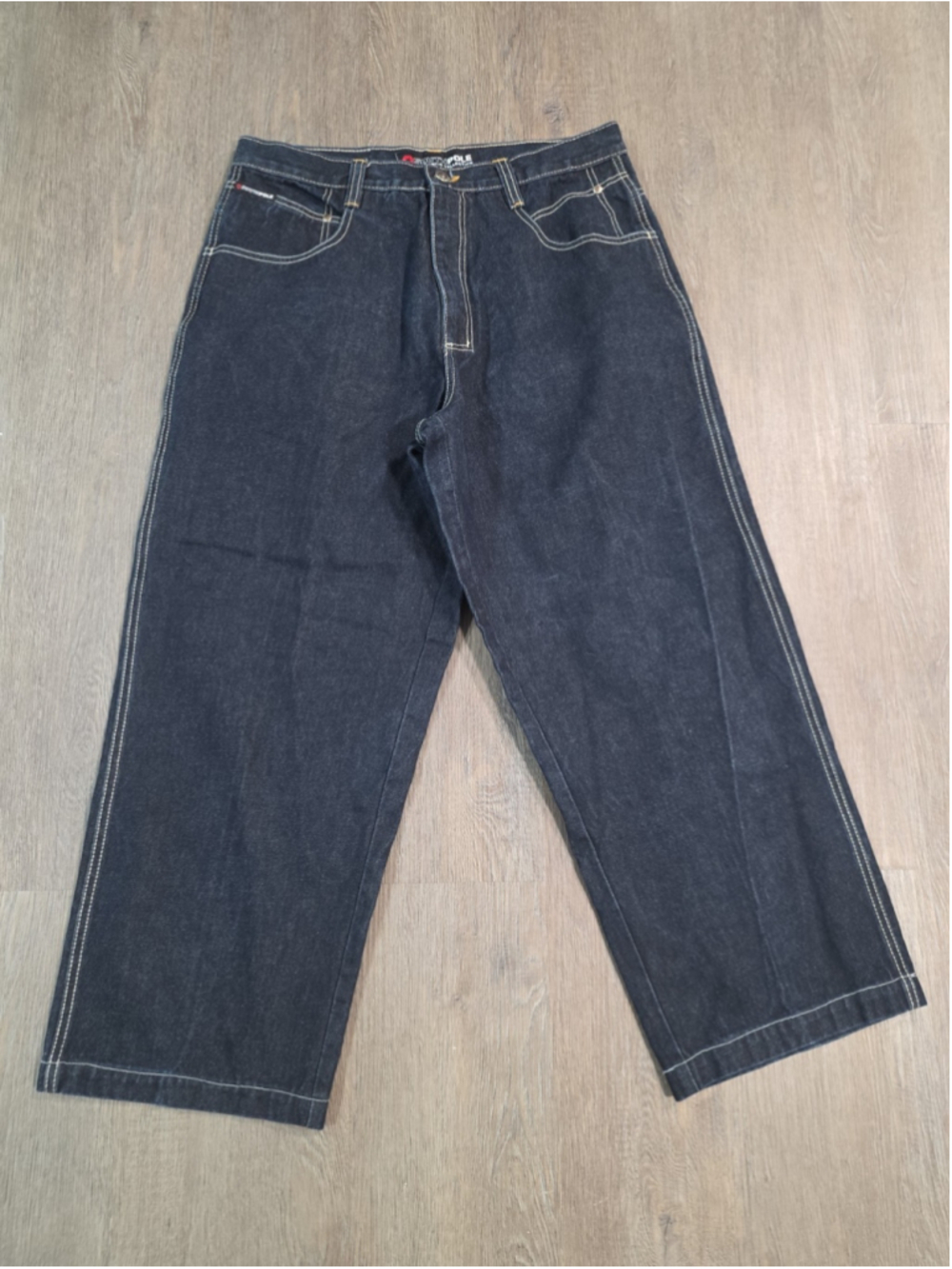 Southpole Men's Size 36x30 Dark Blue Solid Relaxed Baggy Flared Cotton Jeans